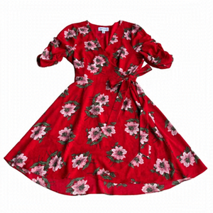 Highline Collective Red Floral Wrap Dress US S